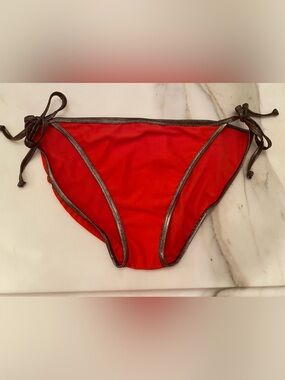 Old Navy orange Tie-Side Bikini Bottom with Metallic Trim